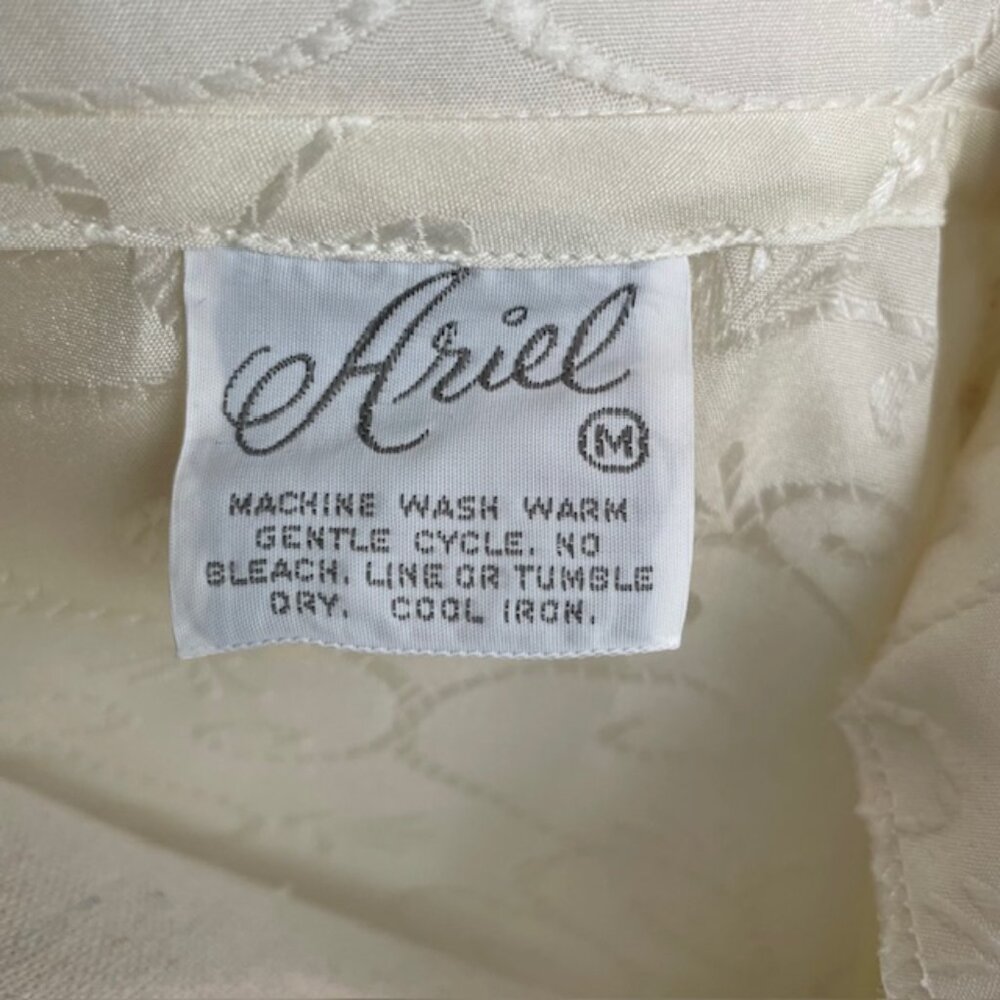 Vintage Ariel Late 80's Ivory Robe/House Coat with Scroll Pattern - Picture 9 of 9